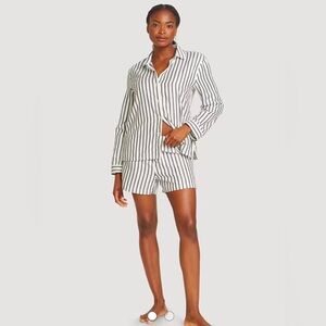 Eddie Bauer Women's 2 Piece Stripped Flannel Sleep Set Top & Shorts